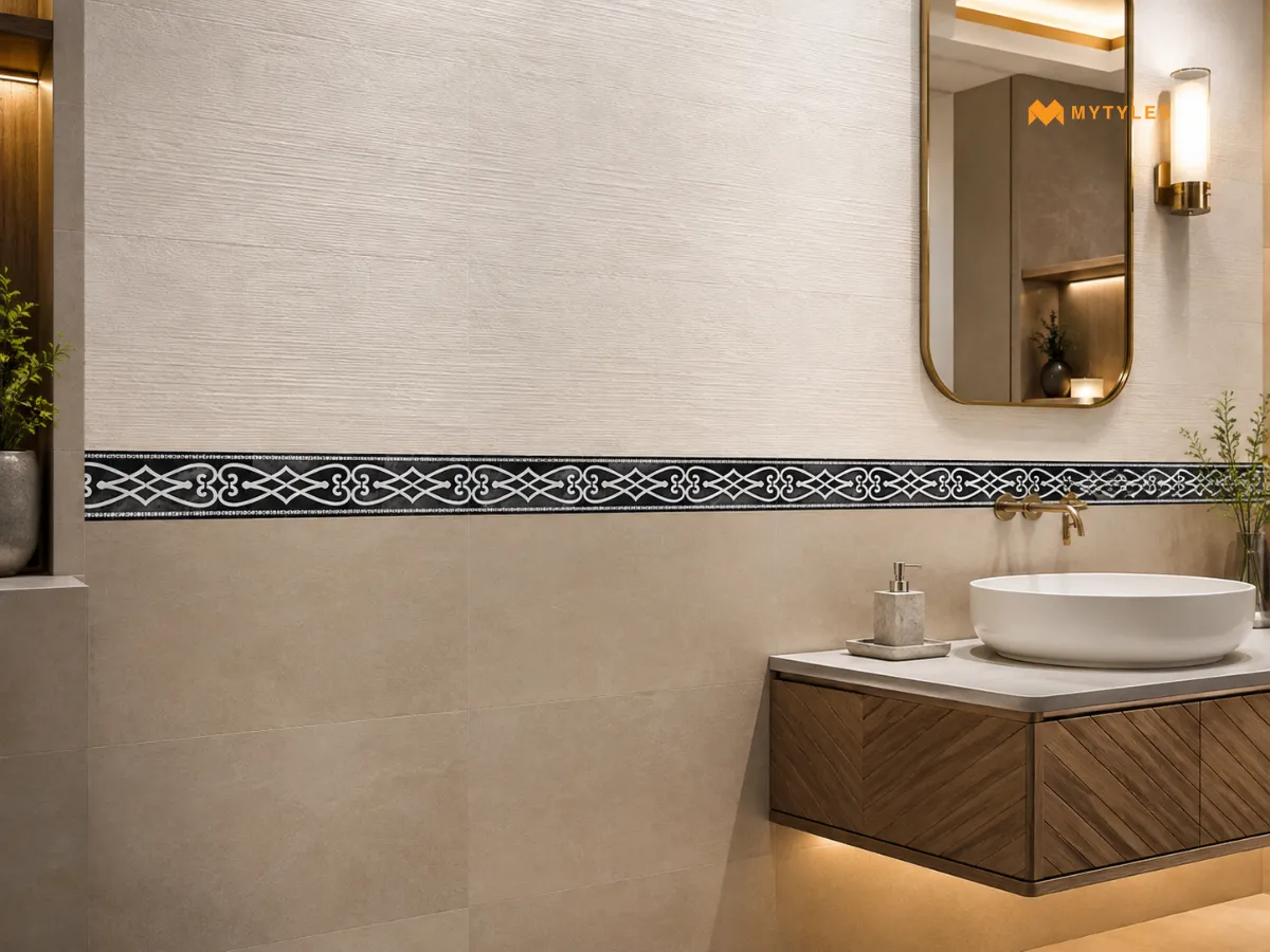 Mosaic Border Between Two Wall Tile Designs